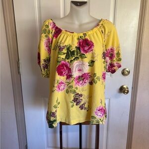 Med Matilda Jane Discontinued Multicolored Floral Enchanted Garden Peasant top.